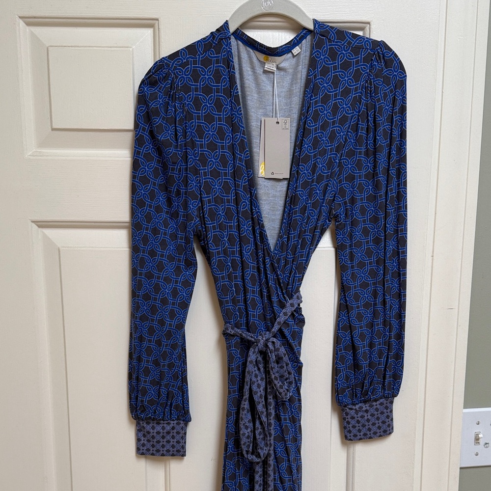 NWT Boden Viscose Jersey Fit and Flare Midi Wrap Dress Sz 12T